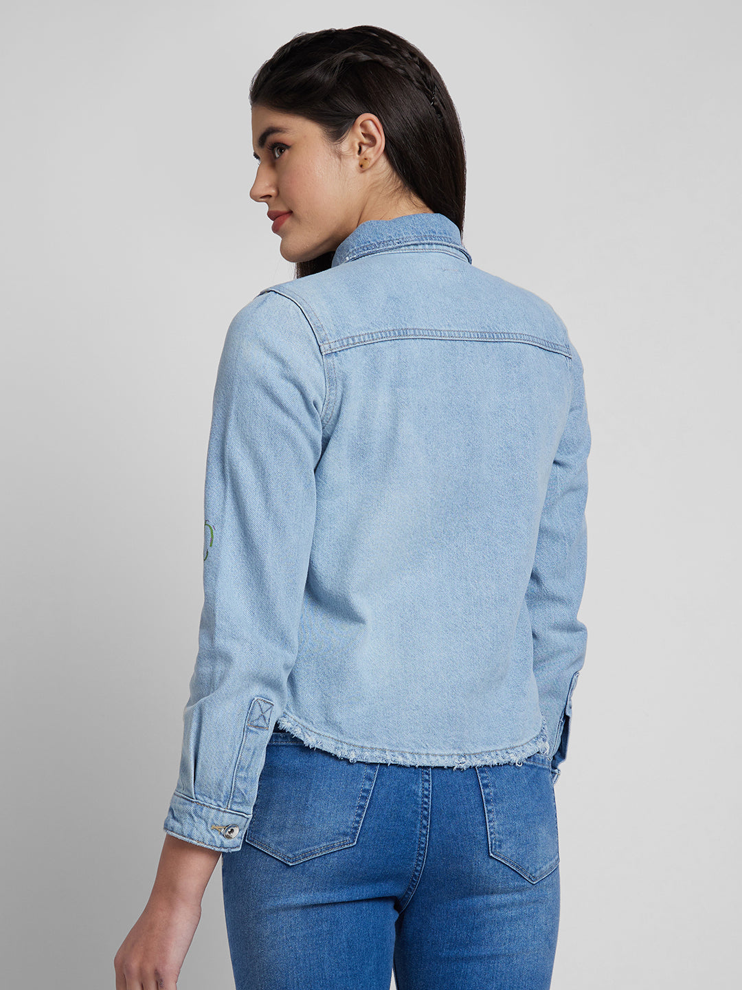 Denim Jacket Denim Light Blue Jacket For Women with Rose Patch at Rs  250/piece in New Delhi